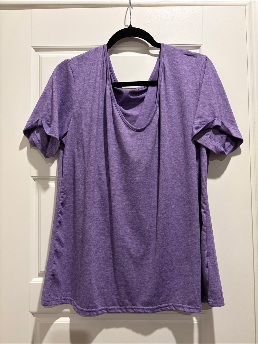 Soft Scoop Neck Short Sleeve Top - Purple